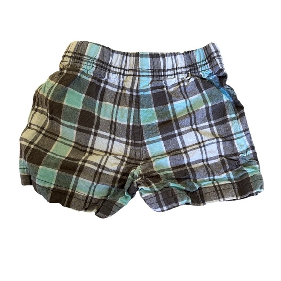 Carter's Blue Gray and White Plaid Shorts With Elastic Waistband Size 3-6m - Picture 2 of 3